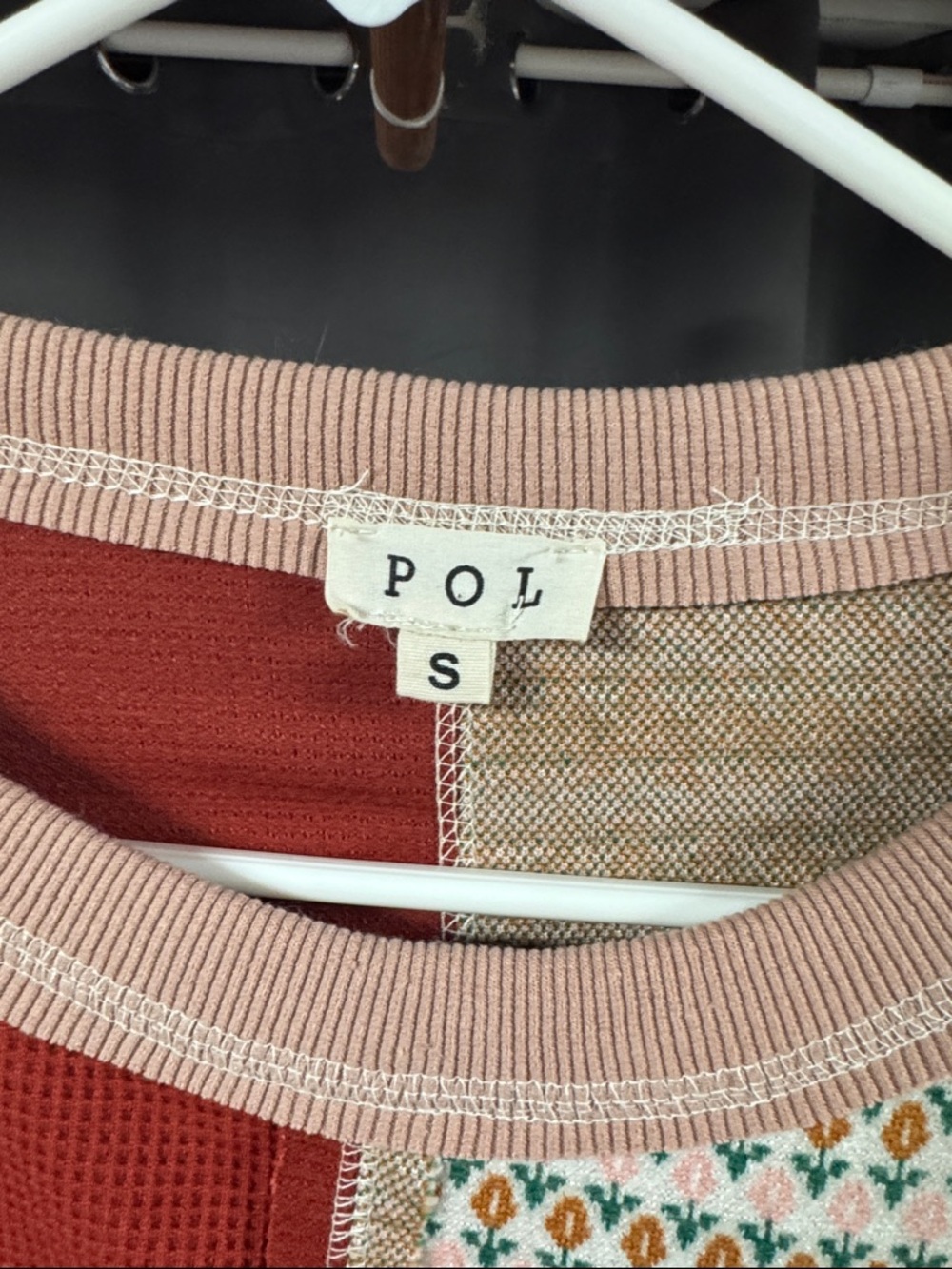 POL Patchwork Pullover Sweatshirt in Rust, Blush & Floral - Picture 2 of 5